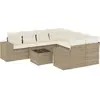 vidaXL Salon de jardin avec coussins 9 pcs beige résine tressée