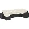 vidaXL Salon de jardin 7 pcs avec coussins noir résine tressée