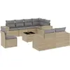 vidaXL Salon de jardin avec coussins 9 pcs beige résine tressée