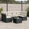 vidaXL Salon de jardin 7 pcs avec coussins noir résine tressée