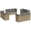 vidaXL Salon de jardin avec coussins 12 pcs beige résine tressée