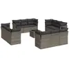 vidaXL Salon de jardin avec coussins 13 pcs gris résine tressée