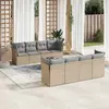 vidaXL Salon de jardin avec coussins 9 pcs beige résine tressée