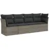 vidaXL Salon de jardin 4 pcs avec coussins gris résine tressée