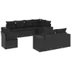 vidaXL Salon de jardin 8 pcs avec coussins noir résine tressée