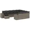 vidaXL Salon de jardin 11 pcs avec coussins gris résine tressée