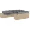 vidaXL Salon de jardin avec coussins 10 pcs beige résine tressée