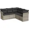 vidaXL Salon de jardin 6 pcs avec coussins gris clair résine tressée