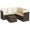 vidaXL Salon de jardin avec coussins 5 pcs marron résine tressée
