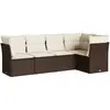 vidaXL Salon de jardin avec coussins 5 pcs marron résine tressée