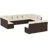 vidaXL Salon de jardin avec coussins 13 pcs marron résine tressée