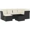 vidaXL Salon de jardin 7 pcs avec coussins noir résine tressée
