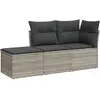 vidaXL Salon de jardin avec coussins 3 pcs gris clair résine tressée