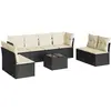 vidaXL Salon de jardin 8 pcs avec coussins noir résine tressée