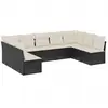 vidaXL Salon de jardin 9 pcs avec coussins noir résine tressée