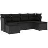 vidaXL Salon de jardin 7 pcs avec coussins noir résine tressée