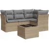 vidaXL Salon de jardin avec coussins 5 pcs beige résine tressée