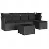 vidaXL Salon de jardin 6 pcs avec coussins noir résine tressée