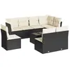 vidaXL Salon de jardin 9 pcs avec coussins noir résine tressée