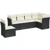 vidaXL Salon de jardin 7 pcs avec coussins noir résine tressée