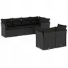vidaXL Salon de jardin 7 pcs avec coussins noir résine tressée