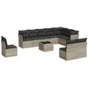vidaXL Salon de jardin avec coussins 10 pcs gris clair résine tressée