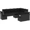 vidaXL Salon de jardin 11 pcs avec coussins noir résine tressée