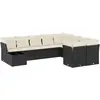 vidaXL Salon de jardin 10 pcs avec coussins noir résine tressée