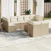 vidaXL Salon de jardin avec coussins 10 pcs beige résine tressée