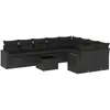 vidaXL Salon de jardin 10 pcs avec coussins noir résine tressée