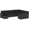 vidaXL Salon de jardin 10 pcs avec coussins noir résine tressée