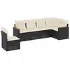 vidaXL Salon de jardin 7 pcs avec coussins noir résine tressée