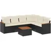 vidaXL Salon de jardin 7 pcs avec coussins noir résine tressée
