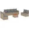 vidaXL Salon de jardin avec coussins 9pcs mélange beige résine tressée