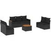 vidaXL Salon de jardin 8 pcs avec coussins noir résine tressée