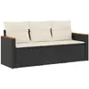 vidaXL Salon de jardin 3 pcs avec coussins noir résine tressée