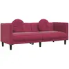 vidaXL Canapé avec coussins 3 places rouge bordeaux velours