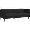 vidaXL Canapé à 3 places noir tissu