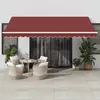 vidaXL Auvent manuel rétractable avec LED bordeaux 450x350 cm