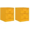 vidaXL Tables de chevet 2 pcs jaune 34,5x39x44 cm acier