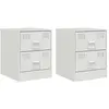 vidaXL Tables de chevet 2 pcs blanc 34,5x39x44 cm acier