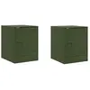vidaXL Tables de chevet 2 pcs noir vert olive 34,5x39x44 cm acier