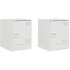 vidaXL Tables de chevet 2 pcs blanc 34,5x39x44 cm acier