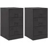 vidaXL Tables de chevet 2 pcs noir 34,5x39x62 cm acier