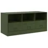 vidaXL Meuble TV vert olive 99x39x44 cm acier