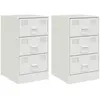 vidaXL Tables de chevet 2 pcs blanc 34,5x39x62 cm acier