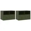 vidaXL Meubles TV 2 pcs vert olive 67x39x44 cm acier
