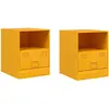 vidaXL Tables de chevet 2 pcs jaune moutarde 34,5x39x44 cm acier