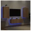 vidaXL Meuble TV muraux 3 pcs avec lumières LED chêne sonoma