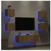 vidaXL Meuble TV muraux 5 pcs avec lumières LED chêne sonoma
